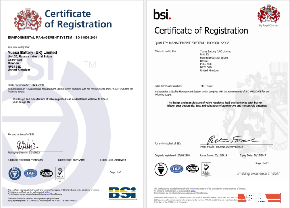 UK BSI certificate of registration Word and PDF template